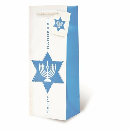WRAP-ART Happy Hanukkah Foil Bag with Plastic Rope Handle 17718